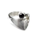 Vintage 1975 SIROKORU FINLAND 925 St.Silver Ring w/Garnet Stone - Size 7