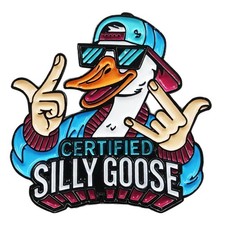 Certified Silly Goose Enamel Pin Funny Pins for Small, Black