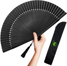 Folding Hand Fan for Women - Foldable Chinese Japanese Vintage Bamboo Silk Fan -