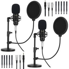 2 Pack XLR Condenser Microphone Professional Studio Cardioid Microphone Kit I...