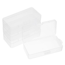 6Pcs 7.3x3.5x1.8 Inch Mini Plastic Storage Containers Box with Hinged Lids