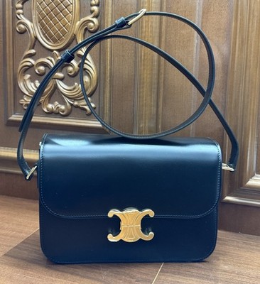 CELINE CLASSIQUE TRIOMPHE MEDIUM BAG IN CALFSKIN LEATHER Black