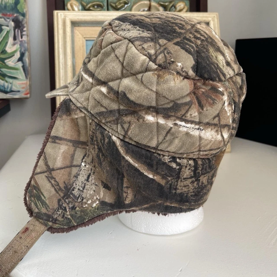 Vintage Camo Hunting Ear Flap Hat Insulated Cap Outdoors Men's Large 80s Hunter - Image 3 of 4