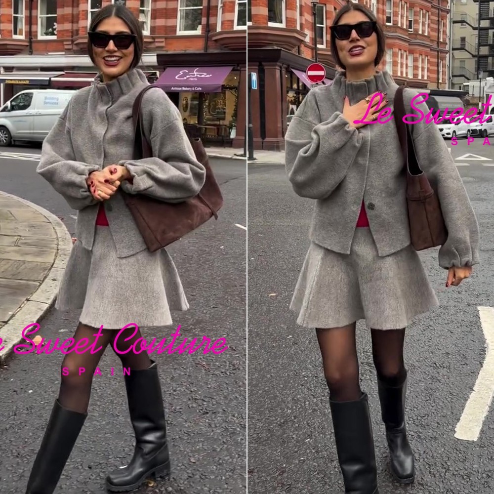 ZARA WOMAN FW25/26 Anthracite Gray KNIT BOMBER JACKET 9598/170/801
