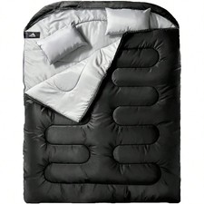Double Sleeping Bag XL Queen Size Two Persons Adults Camping Outdoor 2 Pillows