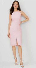 NEW ANN TAYLOR PINK LINEN BLEND HALTER SHEATH DRESS SZ 0
