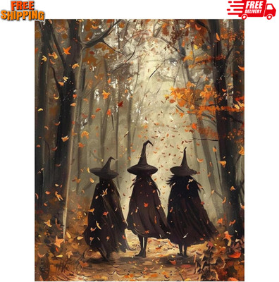  Paint by Numbers Kit for Adults, Fall Adults Paint by 16x20Inch Halloween-1
