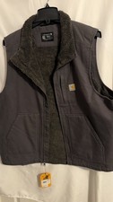 Carhartt Gray Loose Fit Duck Sherpa Lined Mock Neck Zip up Vest Size XL NWT