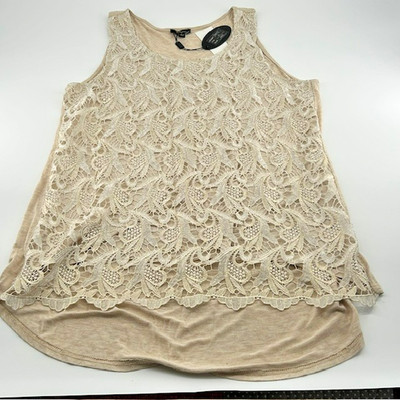 Cupio Boho Style Light Beige/Cream Lace Tank Women's Size XL NWT