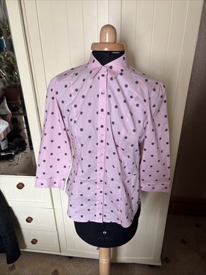M&S Marks & Spencer Damen Bluse UK Größe 8 Hellrosa Knopfdruck 3/4-Arm