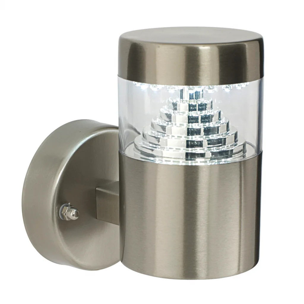 Outdoor Light Silver Pyramid Wall IP44 Brushed Stainless Steel 3.3w LED 300
