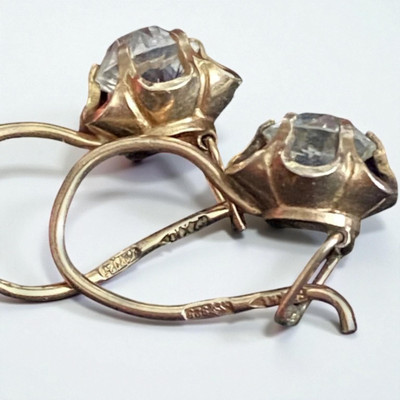 Vintage Sowjetische Silber 875 Ohrringe mit Verlobten Steinen UdSSR Schmuck...