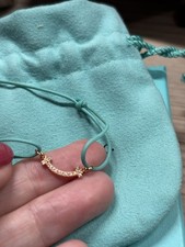 Tiffany & Co 18k AU750  Rose Gold Mini Smile Diamond Bracelet with Box and Pouch