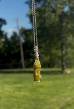 hand wire wrapped crystal pendant necklace with 16inch silver plated chain    