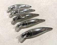 (5) Luhr Jensen Power Minnow 3.5” BLANKS VACUUM METALLIC SILVER SCALE TAPE PRISM