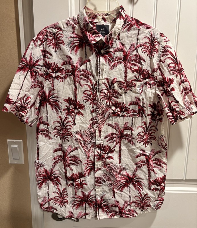 H&M Short-Sleeve Hawaiian Shirt Regular Fit Coupe Standard Man, Size L