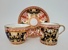 Antique Coalport Imari Dollar Pattern 715 Tea & Coffee Trio Cup & Saucer c1830