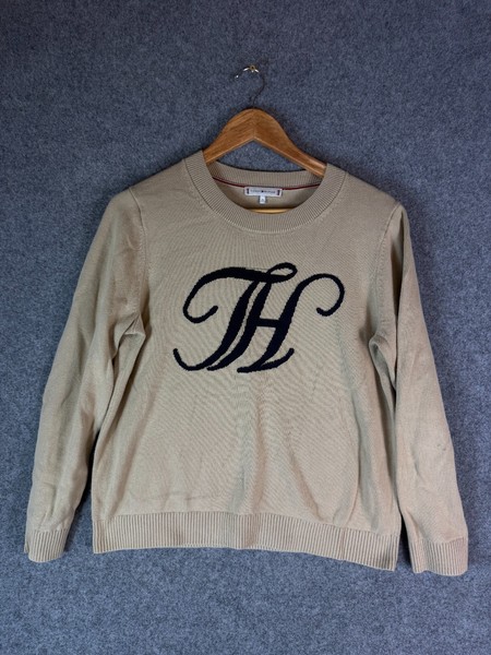 Tommy Hilfiger Sweatshirt Women Medium Brown Long Sleeve Crew Neck Knit Pullover