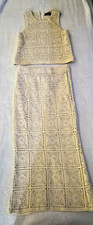 Primark XS Beige Crochet Cotton 2-Piece Set Sleeveless Top  Skirt