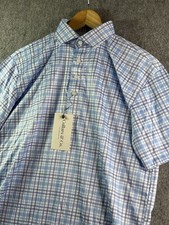 Collars and Co. Blue  Purple Plaid Dress Collar Polo Men  s Medium NEW
