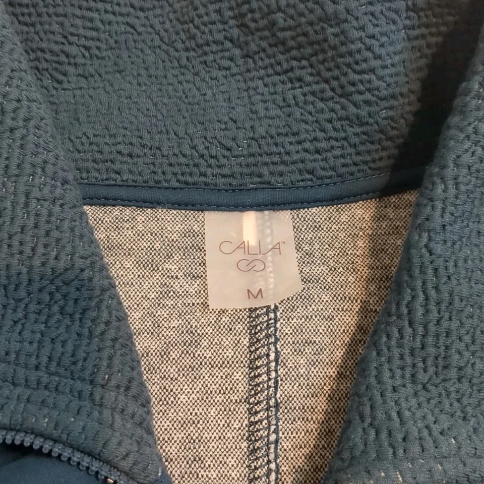 Pulôver feminino Calia By Carrie Underwood Elevate 1/2 zíper texturizado tamanho M azul-petróleo - Imagem 2 de 4