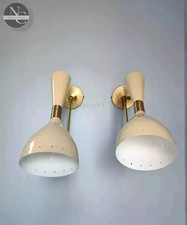 Adjustable Mid-Century 1950s Brass Wall Sconce Pair Italian Stilnovo Lighting