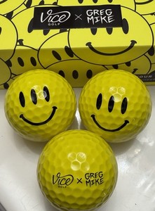 Vice x Greg Mike SMILEY Golf Balls - Sleeve (3 balls) - NEW