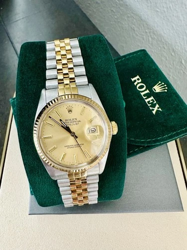 Men’s Rolex Datejust 18K & Stainless 36mm Watch Ref 16013 Champagne Dial