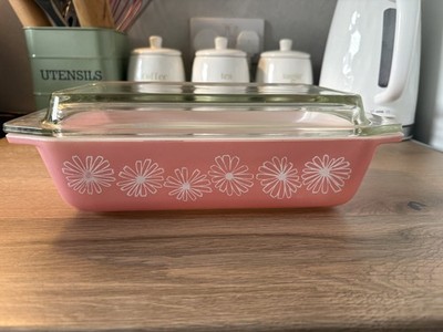 Vintage Rosa Pyrex Gänseblümchen 575-B Auflaufform & Deckel