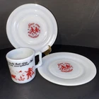 VTG Hazel Atlas “Love One Another” Milk Glass Plates & Mug 50s Farmhouse Cottage