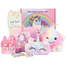 Unicorn Gift Box for Girls Age 6-8, Unicorn Plush Toy Set with Glow in The Da...