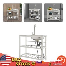 Stainless Steel Kitchen Sink, Freestanding Kitchen Utility Sink with Faucet