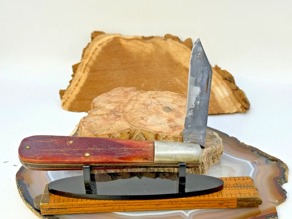 Cuchillo de mano vintage Robeson Sureedge 512224 Grand Daddy Barlow hueso rojo--2529,25 Foto 2 de 4