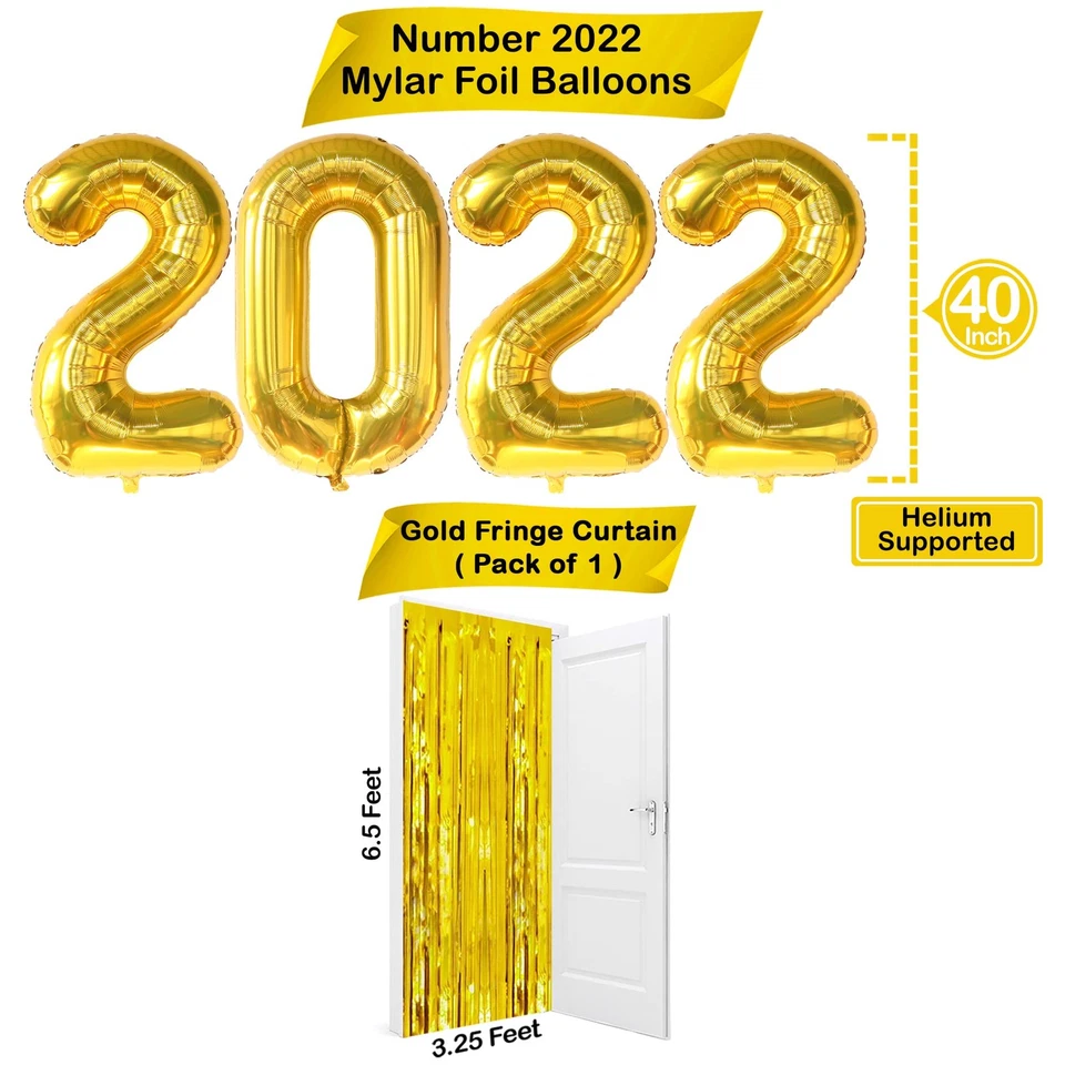 Globos de graduación dorados - confeti de 40 pulgadas y 36 pulgadas, telón de fondo con flecos, clase... Foto 3 de 4