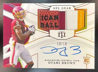 2021 National Treasures Dyami Brown Gear Auto BOOK END 10/10 #RSC-DB MEM Auto RC