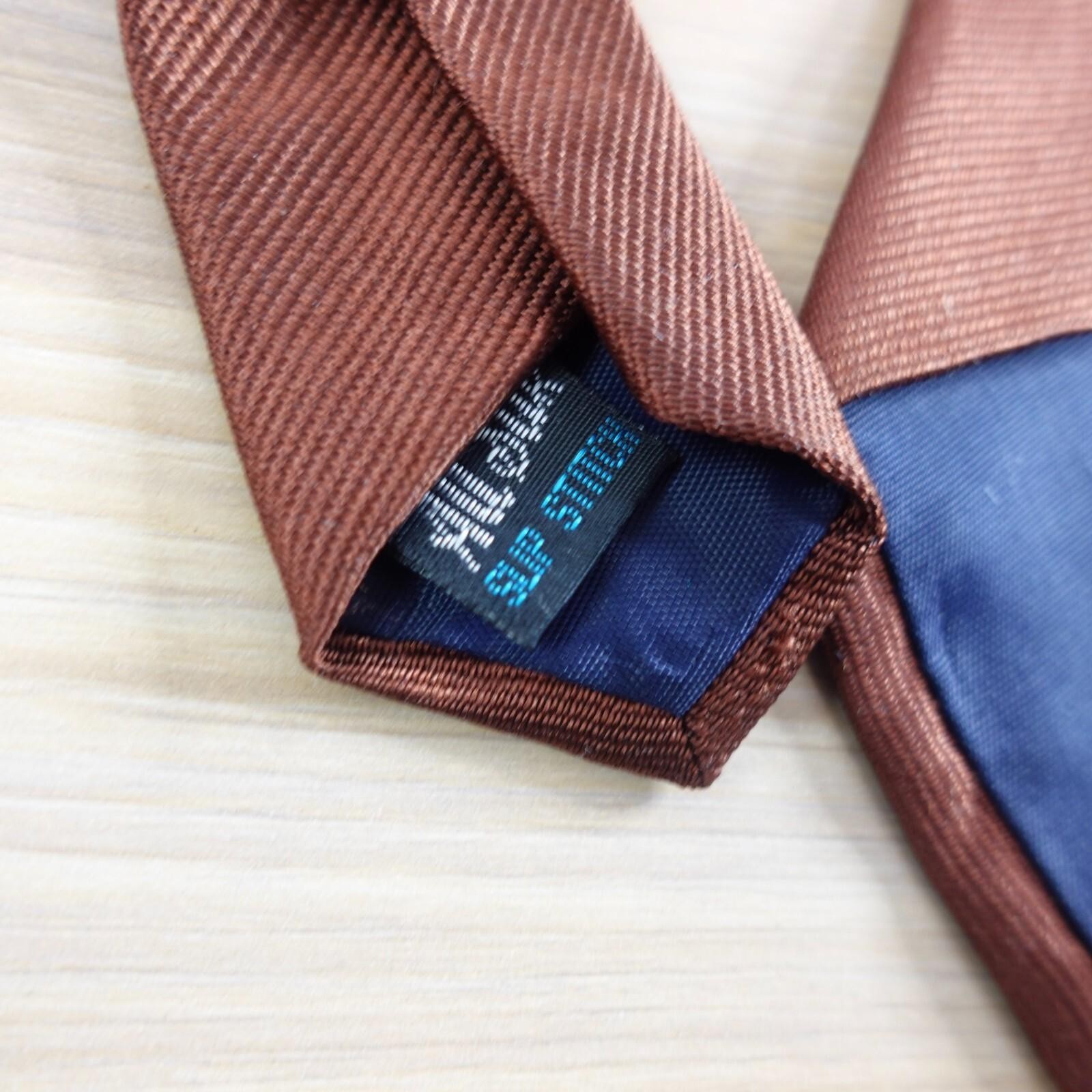 Neck Tie Men Brown Solid Silk Basic Simple Groom … - image 7