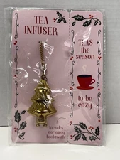 NEW Tea Infuser Gold Christmas Tree Shaped Holiday Winter Theme ~ Sealed