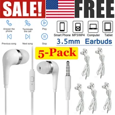 5 Pack 3.5mm In-Ear Headset Earphone Headphones Earbud w/ Mic For Samsung LG