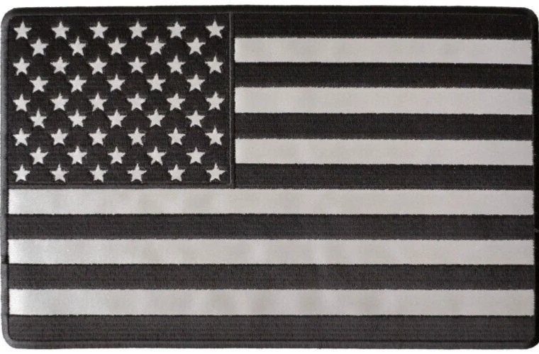 Байкерская нашивка с американским флагом черная светоотражающая большая вышитая нашивка 10 дюймов x 6,1/2 дюйма - Изображение 3 из 3