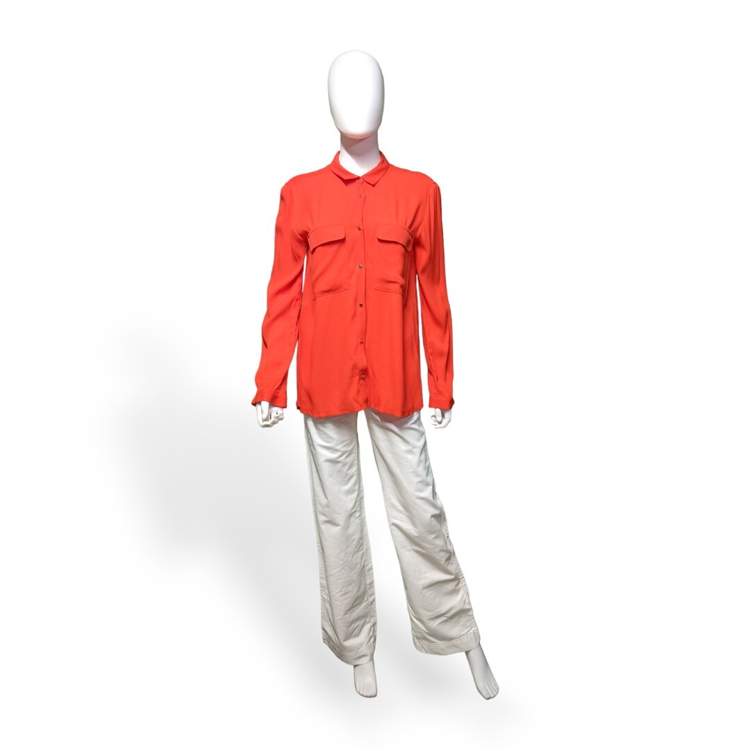 Zara Basic Collection Red Orange Long Sleeve Top,… - image 1