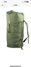 Military Duffle Bag Green Nylon Sea Bag Carry Straps Army Air Force Duffel USGI