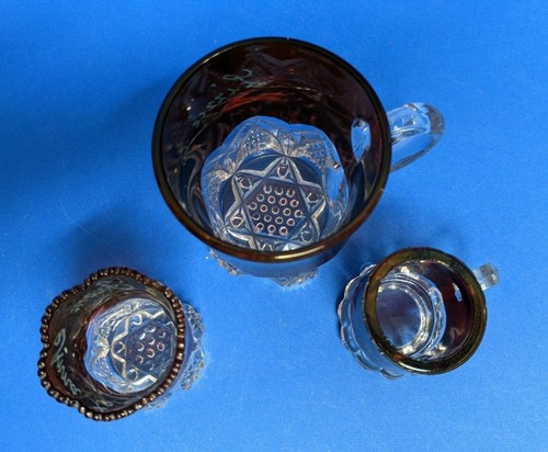 Antique souvenir ruby red flash glass 1907 cup/mug, toothpick holder, mini mug - Picture 12 of 12