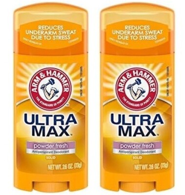 2 Pack Arm & Hammer Ultramax Anti Perspirant Deodorant Powder Fresh 2.6 oz Each