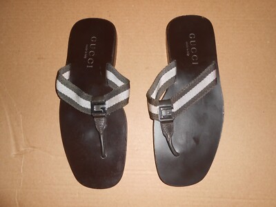 GUCCI Leather Flip Flop Slippers Mens Sz ITALY !!!