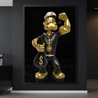   Wandbild Leinwand mit Rahmen , Popeye , Luxus und Reichtum , Kunst Deko Hause