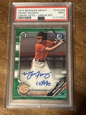 2019 Bowman Chrome Grant McCray Green Refractor Auto /99 #CDA-GM SF Giants PSA 9