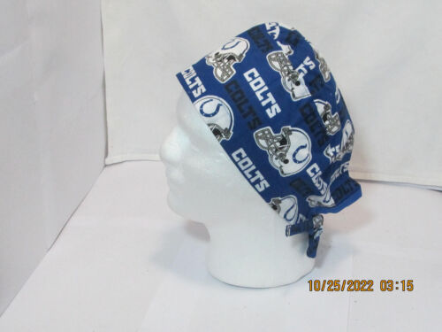 Handmade NFL Indianapolis Colts Surgical Scrub Hats - Skull Do-Rag - Picture 1 of 2