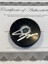 Fraser Minten Autographed Signed Toronto Maple Leafs Hockey Puck COA / Case