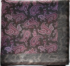     NEW Auth BRIONI PAISLEY Print 100 SILK Pocket Square Pochette Handkerchief