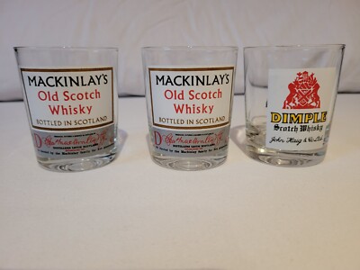 3 Whiskygläser, 2xMACKINLAY'S Old Scotch Whisky/1xDIMPLE Scotch Whisky,gebraucht